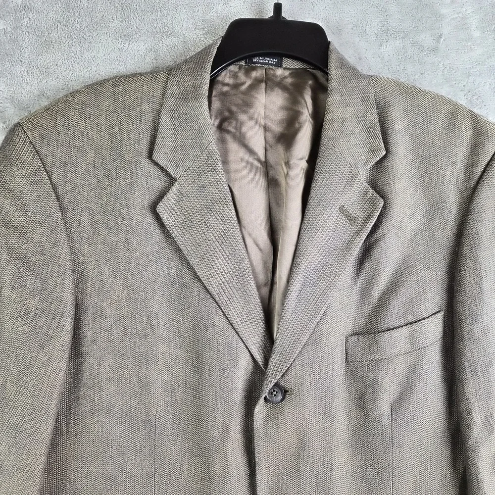 Oscar De la Renta Blazer Jacket 42 S Brown Silk Linen Wool 3 Buttons Sport Coat